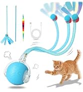 EGITEW Interactive Cat Toys Ball,Automatic Interactive Cat Toy with 3 Modes, LED Light &amp; 3 Replac...