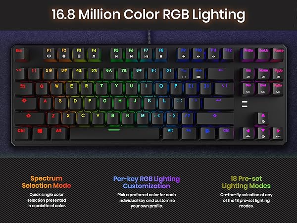 TECWARE Phantom 87 Key RGB Mechanical Gaming Keyboard