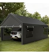 Shintenchi 12x20 FT Heavy-Duty Design Carport,Portable Garage Canopy,Carport Canopy with Side-Ope...