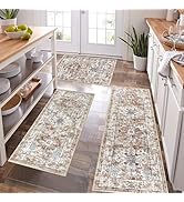 Pauwer Farmhouse Kitchen Rugs Sets of 3, Kitchen Runner Rugs Non Slip Washable, Boho Kitchen Mats...