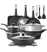 SENSARTE Pots and Pans Set Nonstick, 20 Pcs Induction Cookware Sets, Non-toxic Healthy Non Stick ...
