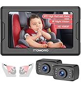 Itomoro Baby Car Camera HD 1080P Dual-Channel Display Baby Car Monitor with 2 IR Night Vision Cam...