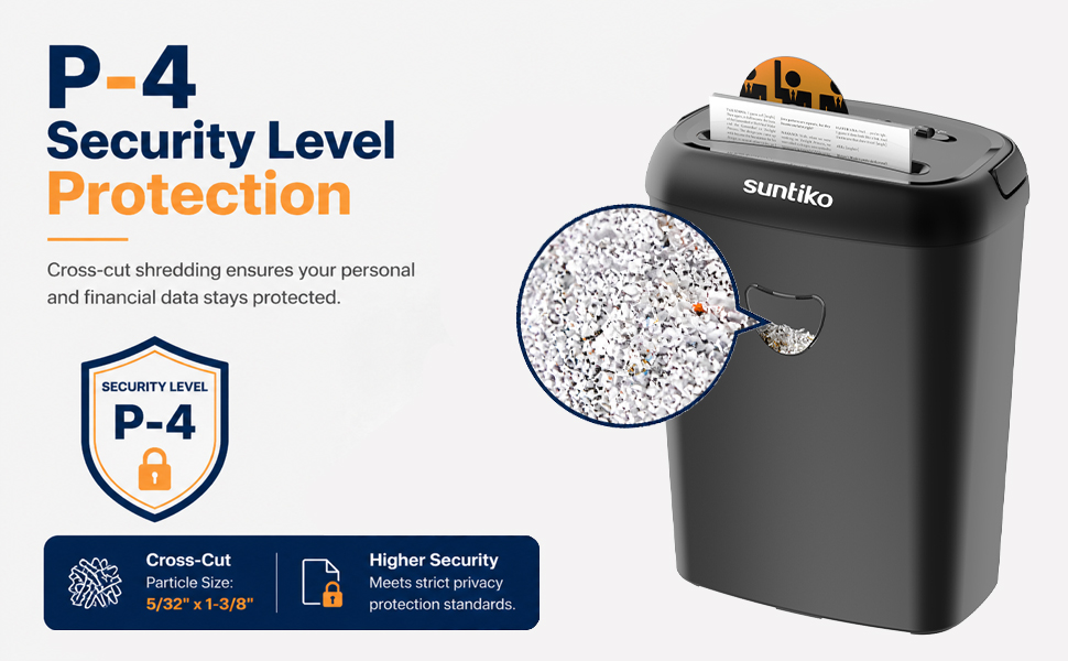 P4 cross cut shredde security level paper shredding small particles identity protection