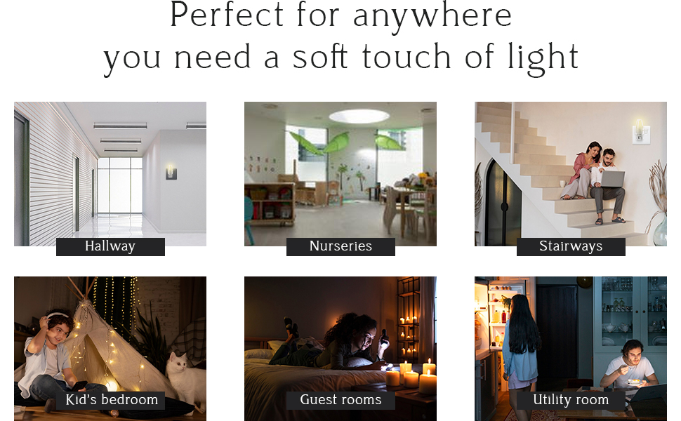 SPN-SELR, Plug in Night Light with Manual On/Off Switch for Hallway, Kid’s Bedroom Stairways
