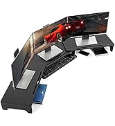 Nnewvante Monitor Stand Riser, 60 inch Large Bamboo Dual Monitor Stand for Desk, 3 Shelves Deskto...