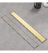 Kuaisailsk Linear Shower Drain ,with Tile Insert Panels ,24 Inch Brushed Gold 304 Stainless Steel...