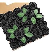 DuHouse 25Pcs Artificial Roses Flowers Fake Roses with Stems Real Touch Foam Flowers for DIY Wedd...