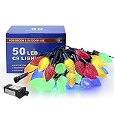 Hopolon C9 LED Christmas String Lights, 8Modes 50 LED 33ft Outdoor Fairy Lights with 30V Safe Ada...