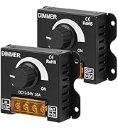 SUPERNIGHT LED Light Strip Dimmer, DC12V-24V 30A PWM Dimming Controller for Dimmer Knob Adjust Br...
