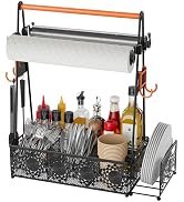 EKNITEY Outdoor Grill Caddy Organizer: Camping Kitchen Accessories Rack With Paper Towel - Utensi...