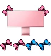BENECREAT 4Pack Acrylic Bow Computer Monitor Decor with Self-Adhesive Stickers, Pink and Blue PC ...