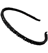 Dwuww Fashion Super Shiny Women Two Rows Black Crystal Beads Headband Girls Headwear Rhinestone B...