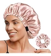 YANIBEST Satin Bonnet Silk Bonnet Adjustable Hair Bonnet for Sleeping Hair Bonnets for Women Curl...