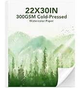 30 Sheets Large Watercolor Paper, 22x30 Inches Cold Press Water Color Paper Pad, 300GSM Thick Hea...