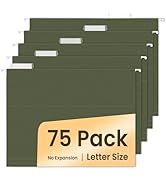 SUNEE Hanging File Folders, 75 Pack Reinforced Hang Folders Letter Size, Adjustable 1/5-Cut Tabs,...