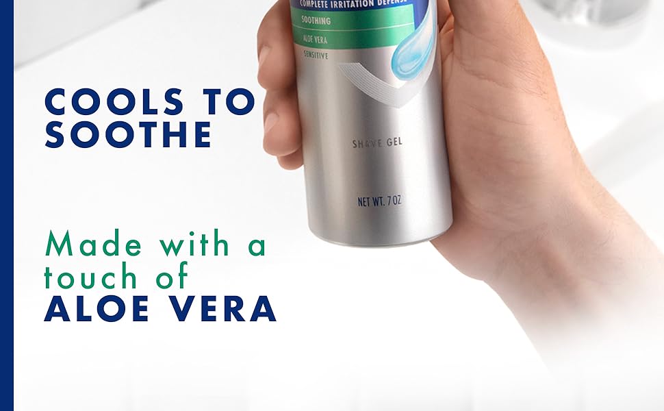 Gillette Series soothing shave gel cools to soothe and is made with a touch of aloe vera.