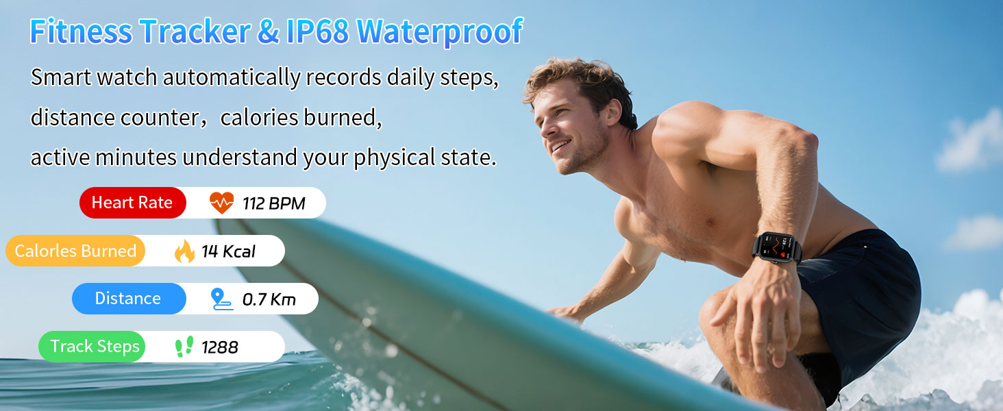 New Gen Fitness Watch with 120+ Sports Modes, IP68 Waterproof Smartwatch for Android/iOS