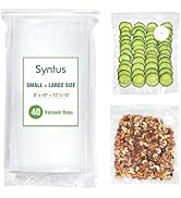 Syntus 40 Reusable Vacuum Sealer Bags for Food, 8" x 10" and 12" x 13" (S+L) Food Storage Zipper ...