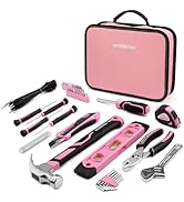 WORKPRO Pink Tool Set - 100 Piece Pink Tool Kit with Easy Carrying Pouch, Household Tool Kit for ...