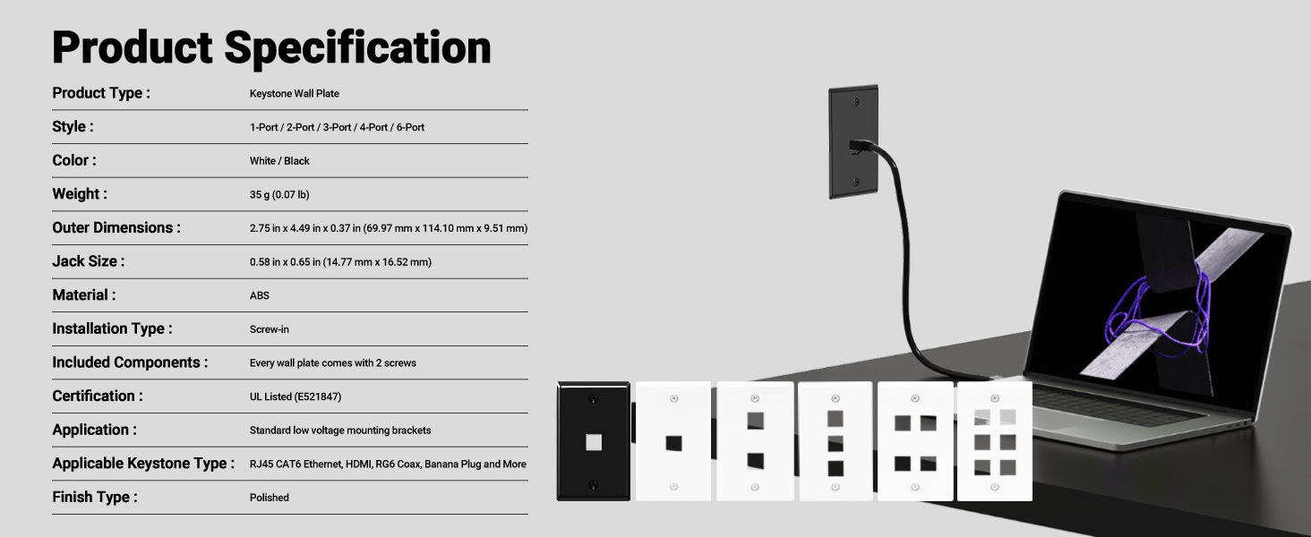 keystone wall plate 1-port