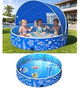 FizZeal Kiddie Pool with Canopy, 51in Foldable Toddler Pool,Pop Up Baby Pool with Shade,UPF 50+UV...