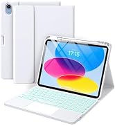Harvopu Compatible for iPad 10th Generation Case with Keyboard, Folio Cover with Pencil Holder, M...