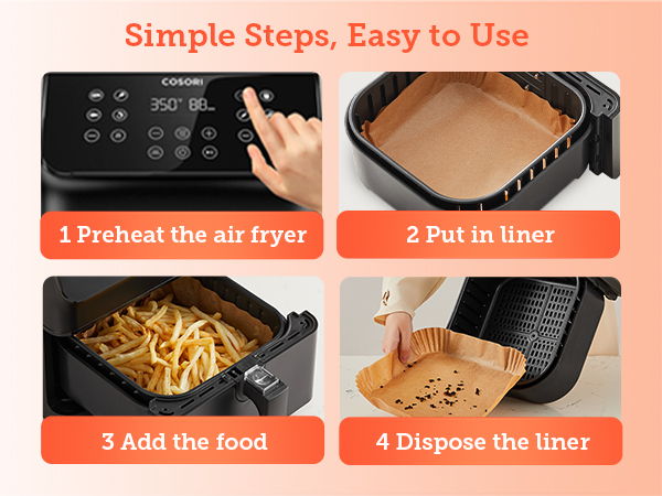 100PCS Non-stick Disposable Liners, Baking Paper for Air Fryer Oil-proof, Water-proof