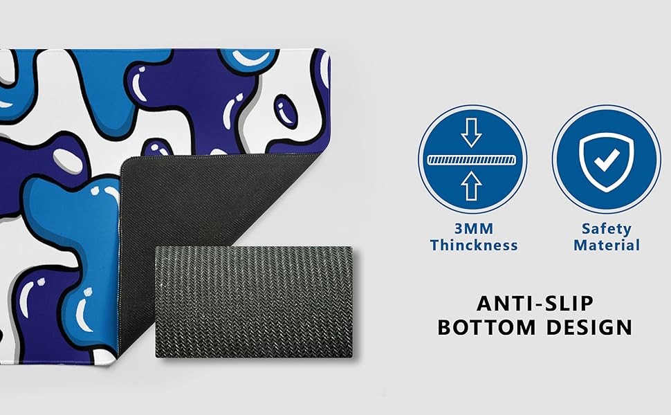 Navy Blue White Gaming Mouse Pad