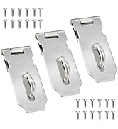 Tmyjfjingxi 3PCS 3Inch Padlock Latch Silver Stainless Steel Extra Thick Door Lock Hasp Latch with...