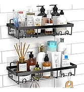 MOFOROCO Shower Caddy Shelf Organizer Rack(2Pack), Self Adhesive Black Bathroom Shelves Basket In...