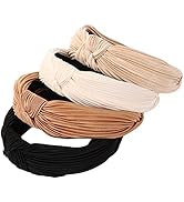 Drnytunk 4 Pack Knotted Wide Headbands for Women Girls Cute Head Wrap in Solid Color Non-slip Hai...