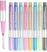 Tomorotec Self-outline Metallic Markers, Outline Marker Double Line Pen Journal Pens Colored Perm...