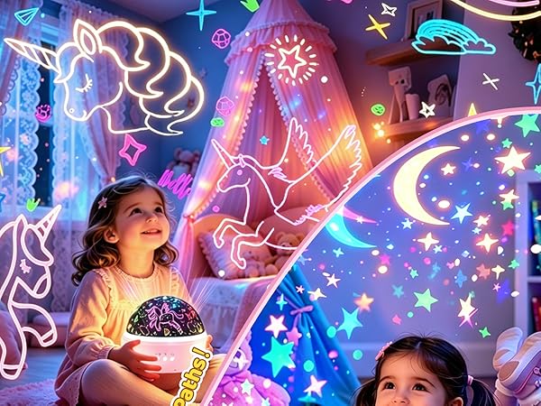 Adorable Unicorn Girl Night Light with Gentle Glow for Kids