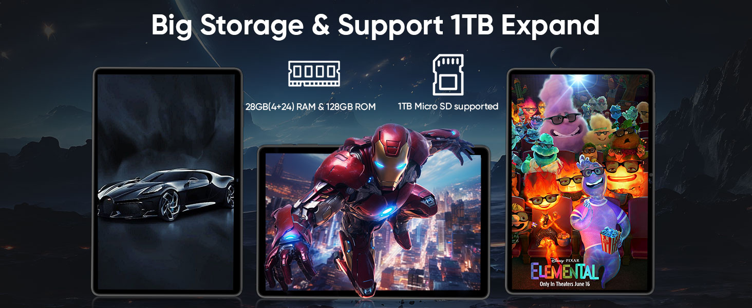 android tablets with big storage 28GB RAM