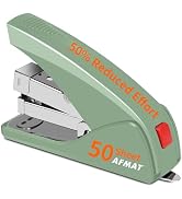AFMAT ES10 Effortless Stapler for Desk, 50 Sheet Capacity, Low Force, Built-in Staple Remover, On...