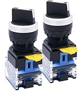 TWTADE / 2Pcs 22mm DPST 1 NO 1 NC 2 - Positions Latching Rotary Select Selector Switch 440V 10A L...