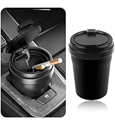 Portable Car Ashtray with Lid,Detachable Self-Extinguishing Car Ashtray for Cup Holder Smell Proo...