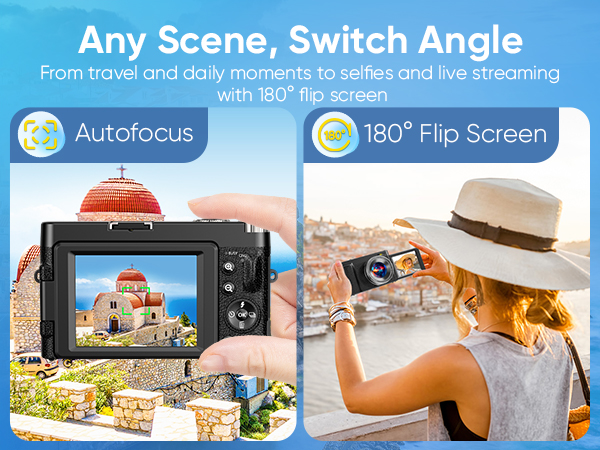 camera with 180° flip screen