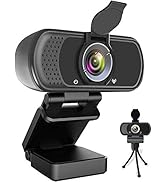 Webcam HD 1080P,Webcam with Microphone,USB Desktop Laptop Camera with 110 Degree Widescreen,Strea...