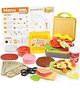 Play Food Toy for 3 4 5 6 Year Old Kids, 35 Pcs Play Kitchen Accessories, Interactive Panini Sand...