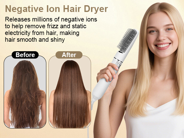 Negative ions for less frizz make hair smooth and shiny