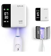 UV Toothbrush Sanitizer Holder &amp; Cleaner with LED Clock Display &amp; Hot Air Drying – Wall-Mounted U...