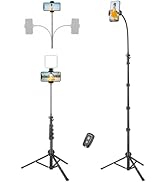 VICTIV 85" Tall Cell Phone Tripod Stand with Gooseneck and Remote, Portable Travel Tripod Stand, ...