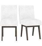 Giantex Fabric Upholstered Dining Chairs Set of 2, Channel Tufted Kitchen Chair w/ 6" Thick Padde...