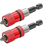 Saipe 2pcs Adjustable Screw Depth Screwdriver Bit Holder Magnetic Steel Screwdriver Drywall Bit 1...