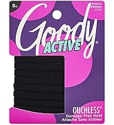 Goody Thick Hair Ties - Athletic Hair Bands 8 Count, Black- Suitable for All Hair Types - Ouchles...