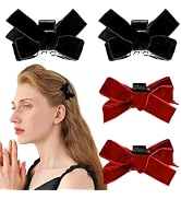 4 PCS Mini Velvet Bow Hair Claw Clip Black Bow Hair Clips Small Velvet Silky Satin Bowknot Hair C...