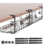 Under Desk Cable Management Tray 2 Pack, Xpatee Wire Management No Screws, Cable Tray with Clamp ...