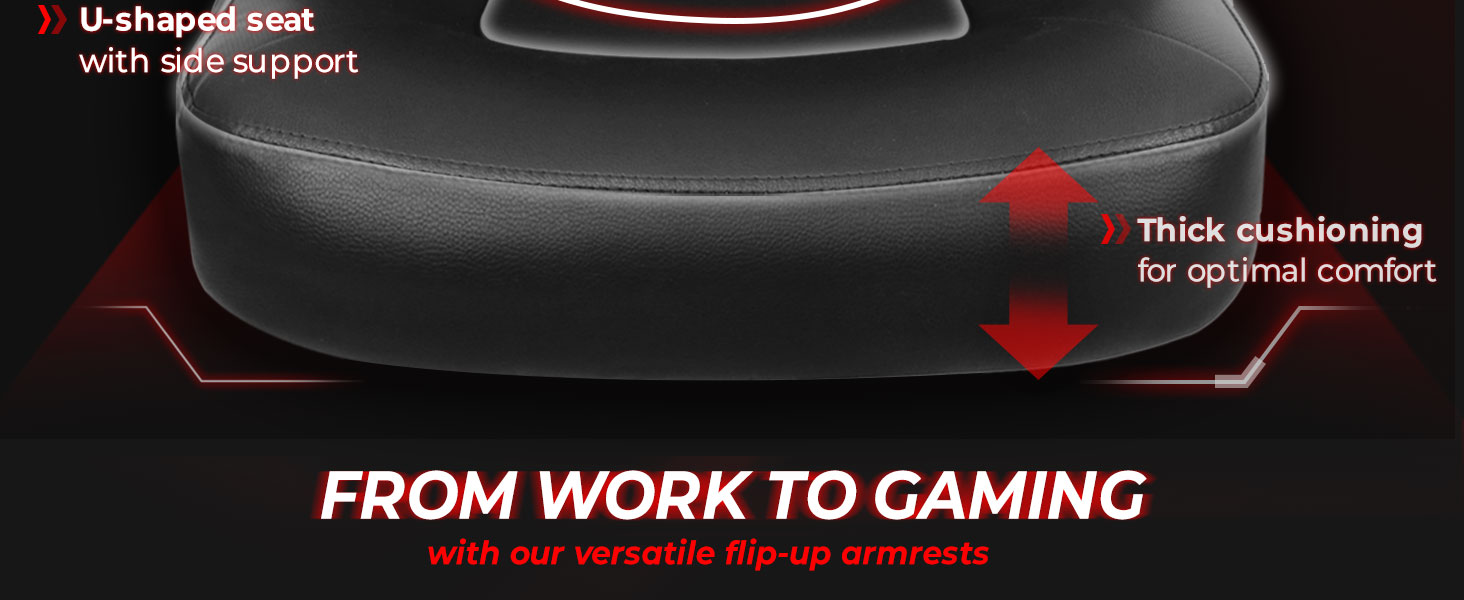 Comfortable chair with u-shaped seat and thick cushioning