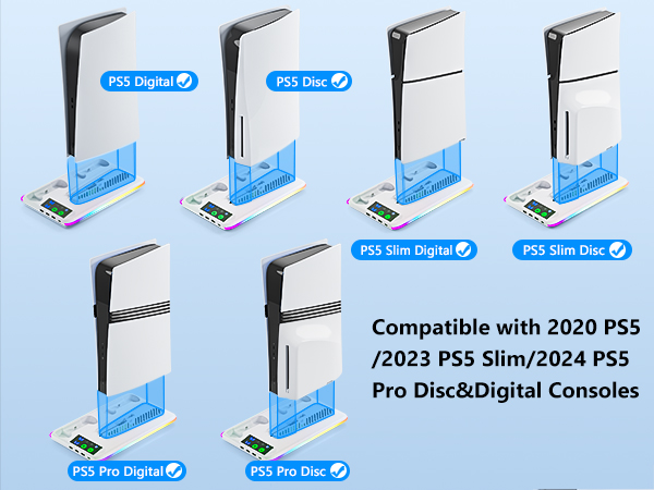 BRHE PS5/Slim/Pro Cooling &amp; Charging Station,PS5/ Slim/Pro Stand,PS 5 Controller Charger
